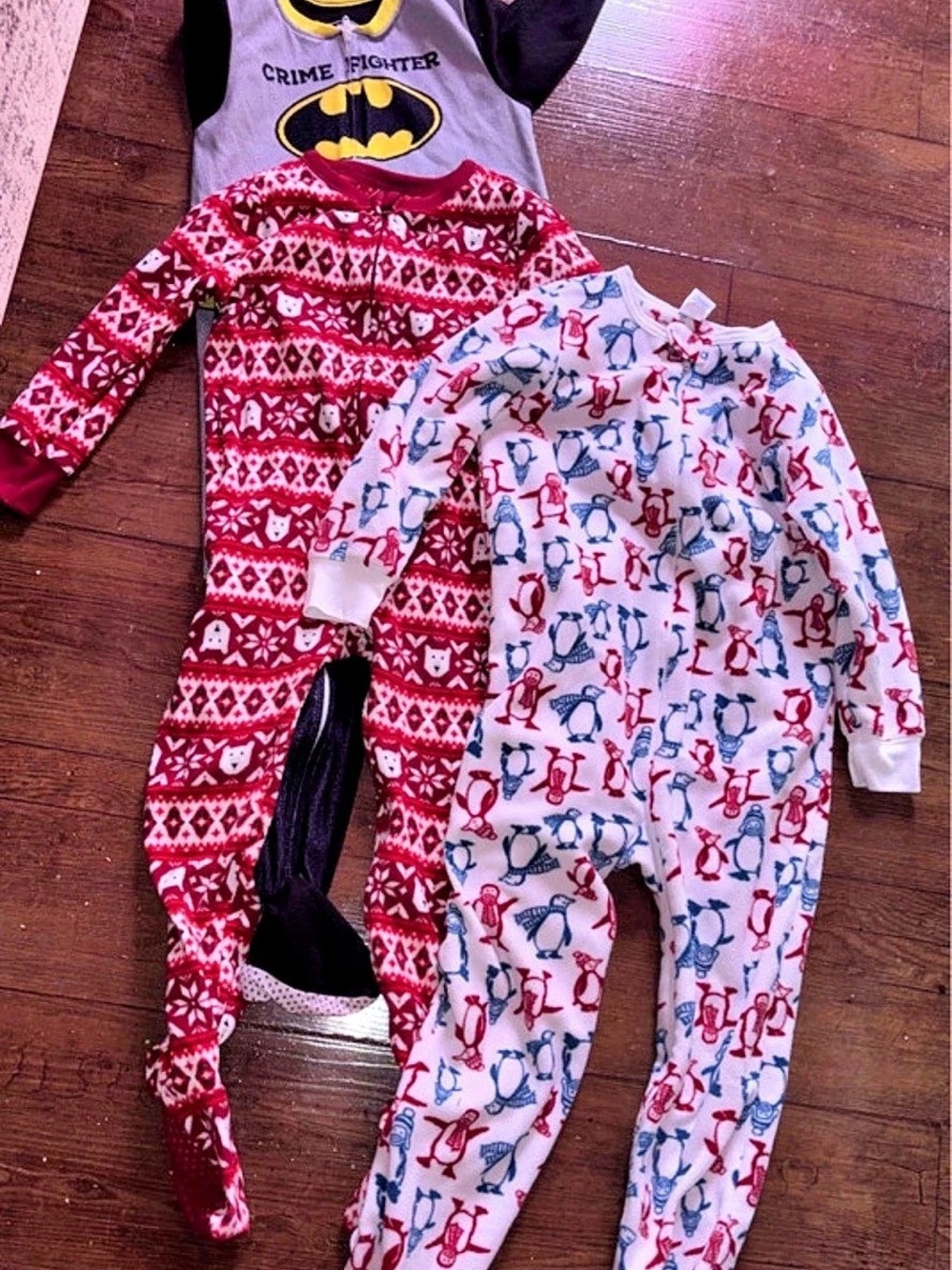 DC Comics Batman Fleece Footed Pajamas Set Red & White